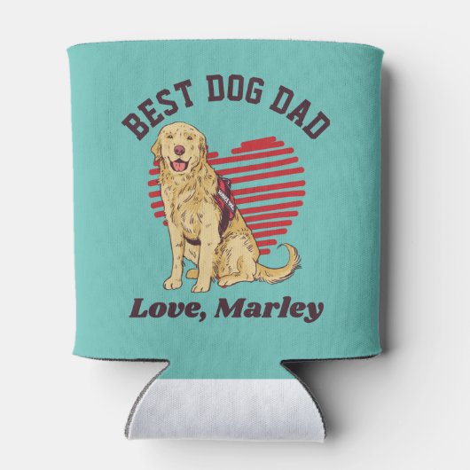 Aangepaste Golden Retriever Dog Dad Custom Text Blikjeskoeler (Achterkant)