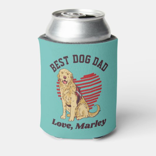 Aangepaste Golden Retriever Dog Dad Custom Text Blikjeskoeler (Blikje Achterkant)