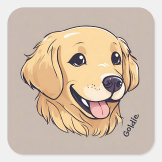 Aangepaste Golden Retriever Dog Vierkante Sticker
