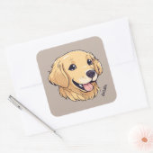 Aangepaste Golden Retriever Dog Vierkante Sticker (Envelop)