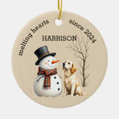 Aangepaste Golden Retriever Hart smelten Keepsake Keramisch Ornament (Voorkant)