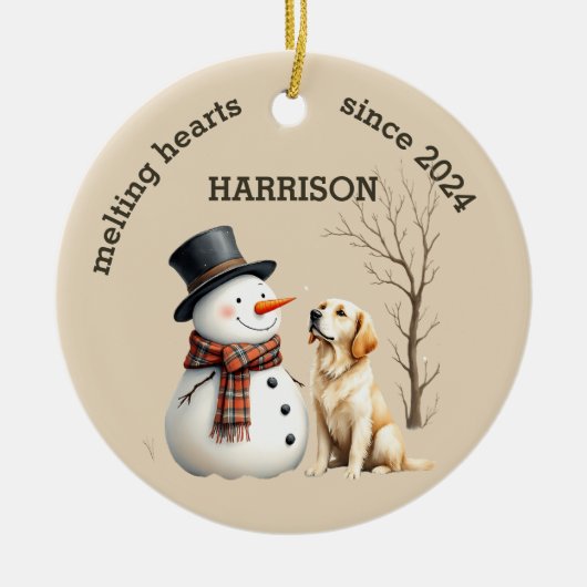 Aangepaste Golden Retriever Hart smelten Keepsake Keramisch Ornament (Voorkant)