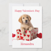 Aangepaste Golden Retriever Hearts Box Valentijn Feestdagenkaart (Voorkant)