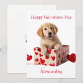 Aangepaste Golden Retriever Hearts Box Valentijn Feestdagenkaart (Voorkant / Achterkant)