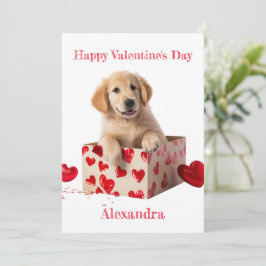 Aangepaste Golden Retriever Hearts Box Valentijn Feestdagenkaart