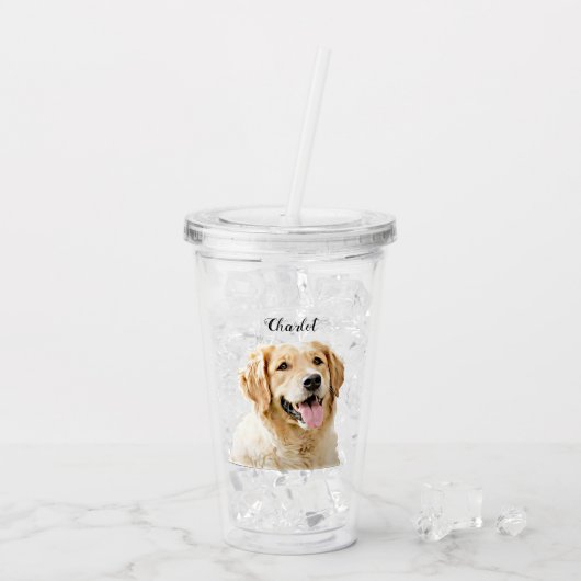 Aangepaste Golden Retriever Hond Gepersonaliseerd  Acryl Drinkbeker (Achterkant ijs)