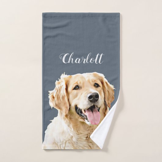 Aangepaste Golden Retriever Hond Gepersonaliseerd  Bad Handdoek (Handdoek)