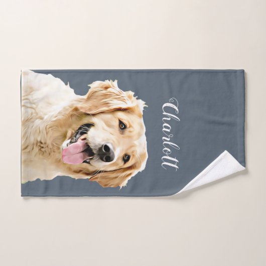 Aangepaste Golden Retriever Hond Gepersonaliseerd Bad Handdoek (Handdoek)