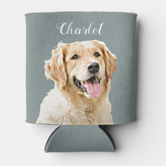 Aangepaste Golden Retriever Hond Gepersonaliseerd  Blikjeskoeler (Voorkant)