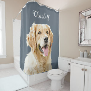 Aangepaste Golden Retriever Hond Gepersonaliseerd Douchegordijn