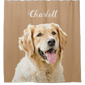 Aangepaste Golden Retriever Hond Gepersonaliseerd  Douchegordijn (Voorkant)