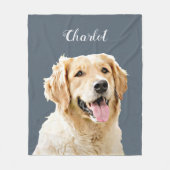 Aangepaste Golden Retriever Hond Gepersonaliseerd Fleece Deken (Voorkant)