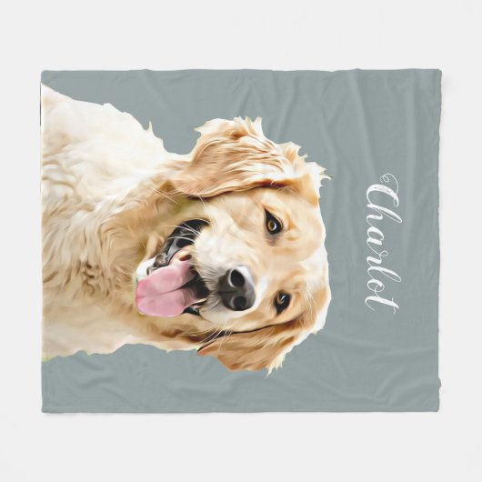 Aangepaste Golden Retriever Hond Gepersonaliseerd  Fleece Deken (Voorkant (Horizontaal))
