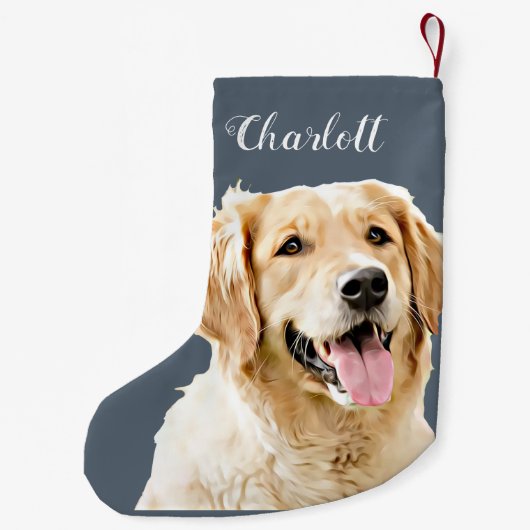 Aangepaste Golden Retriever Hond Gepersonaliseerd Kleine Kerstsok (Achterkant)