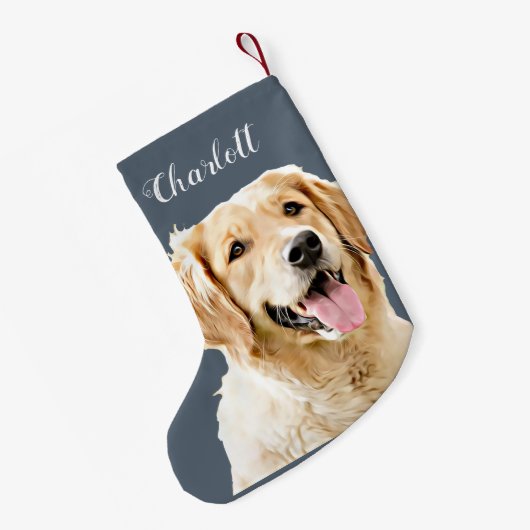 Aangepaste Golden Retriever Hond Gepersonaliseerd  Kleine Kerstsok (Achterkant (Hangend))