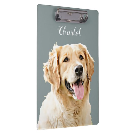 Aangepaste Golden Retriever Hond Gepersonaliseerd  Klembord (Rechts)