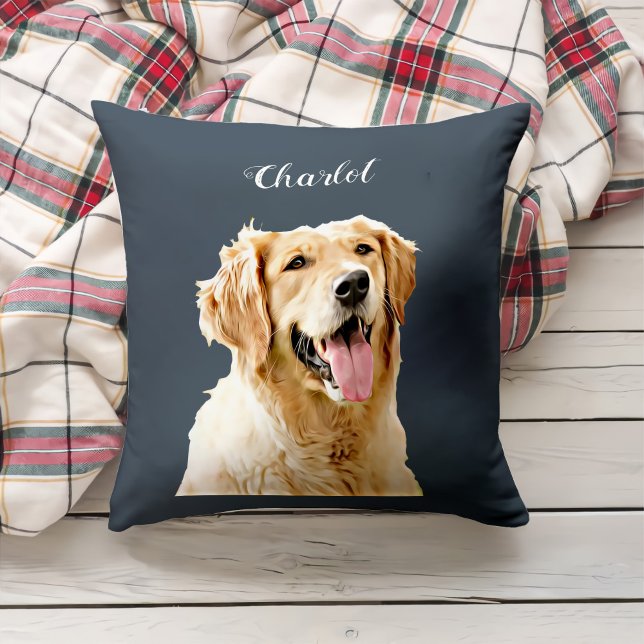 Aangepaste Golden Retriever Hond Gepersonaliseerd  Kussen (Creator heeft geüpload)