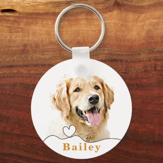 Aangepaste Golden Retriever Hond Gepersonaliseerd  Sleutelhanger (Voorkant)