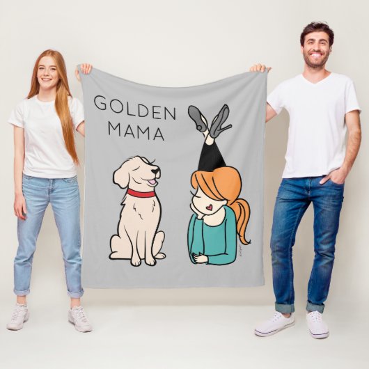 Aangepaste Golden Retriever Mama Fleece Blanket Deken (In situ)