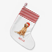 Aangepaste Golden Retriever met Santa hat Kleine Kerstsok (Voorkant (Hangend))