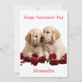 Aangepaste Golden Retriever Puppies Kussen Valenti Feestdagenkaart (Voorkant)
