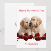 Aangepaste Golden Retriever Puppies Kussen Valenti Feestdagenkaart (Voorkant / Achterkant)