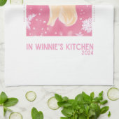 Aangepaste Golden Retriever Roze Kerst Thee Handdo Theedoek (Gevouwen)