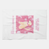 Aangepaste Golden Retriever Roze Kerst Thee Handdo Theedoek (Horizontaal)