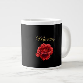 Aangepaste Golden Script Elegant Red Rose geperson Grote Koffiekop