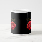Aangepaste Golden Script Elegant Red Rose geperson Grote Koffiekop (Voorkant)