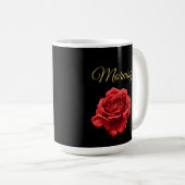 Aangepaste Golden Script Elegant Red Rose geperson Koffiemok (Voorkant rechts)
