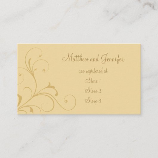 Aangepaste Golden Yellow Wedding Gift Registry Kaa Informatiekaartje (Voorkant)