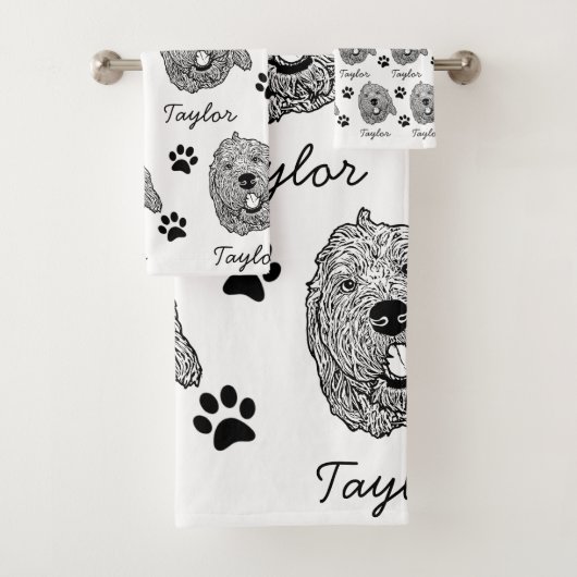 Aangepaste Goldendoodle Hond gepersonaliseerde tek Bad Handdoek (Insitu)