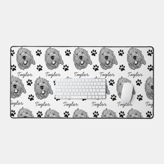 Aangepaste Goldendoodle Hond gepersonaliseerde tek Bureaumat (Keyboard & Muis)