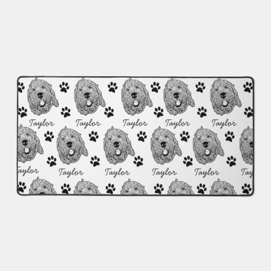 Aangepaste Goldendoodle Hond gepersonaliseerde tek Bureaumat (Voorkant)