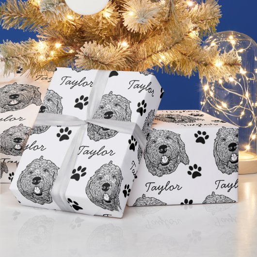 Aangepaste Goldendoodle Hond gepersonaliseerde tek Cadeaupapier (Feestdagen)