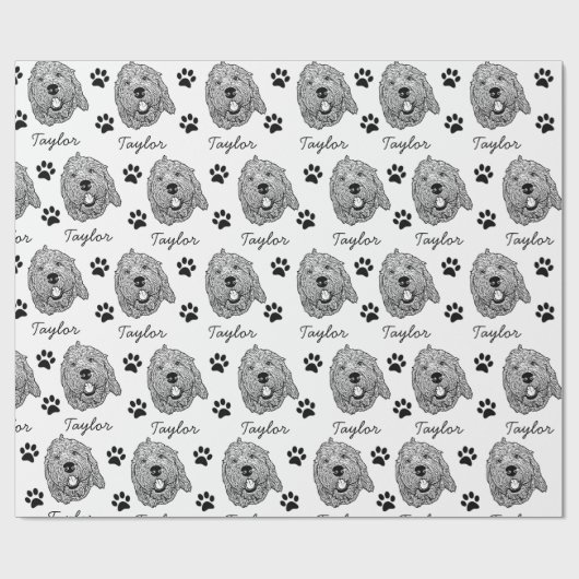 Aangepaste Goldendoodle Hond gepersonaliseerde tek Cadeaupapier (Vlak)