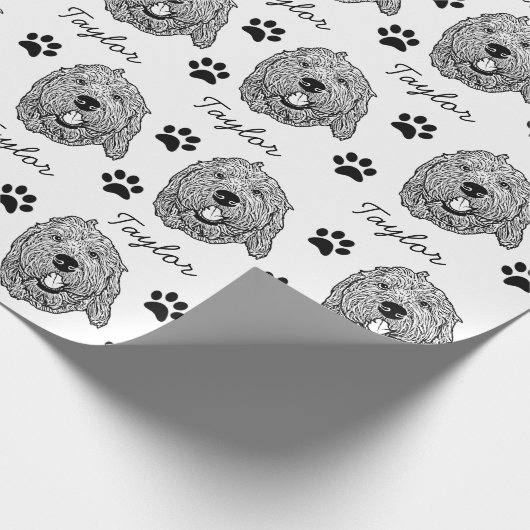 Aangepaste Goldendoodle Hond gepersonaliseerde tek Cadeaupapier (Hoek)