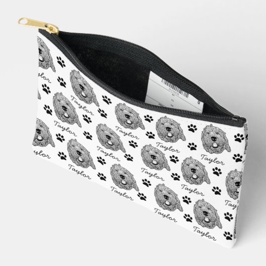 Aangepaste Goldendoodle Hond gepersonaliseerde tek Etui (Open)