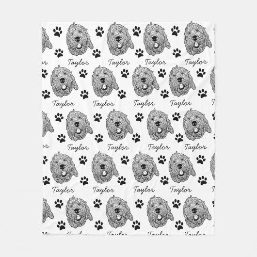 Aangepaste Goldendoodle Hond gepersonaliseerde tek Fleece Deken (Voorkant)