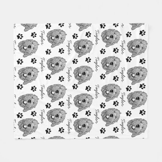 Aangepaste Goldendoodle Hond gepersonaliseerde tek Fleece Deken (Voorkant (Horizontaal))
