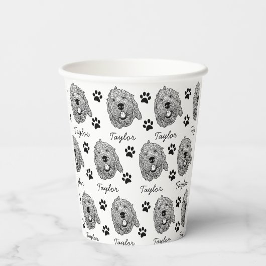 Aangepaste Goldendoodle Hond gepersonaliseerde tek Papieren Bekers (Achterkant)