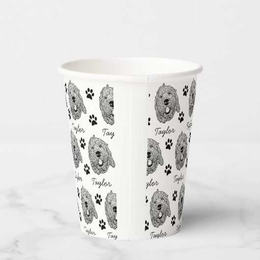 Aangepaste Goldendoodle Hond gepersonaliseerde tek Papieren Bekers (Rechts)