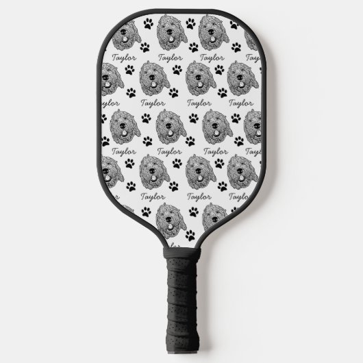 Aangepaste Goldendoodle Hond gepersonaliseerde tek Pickleball Paddle (Voorkant)