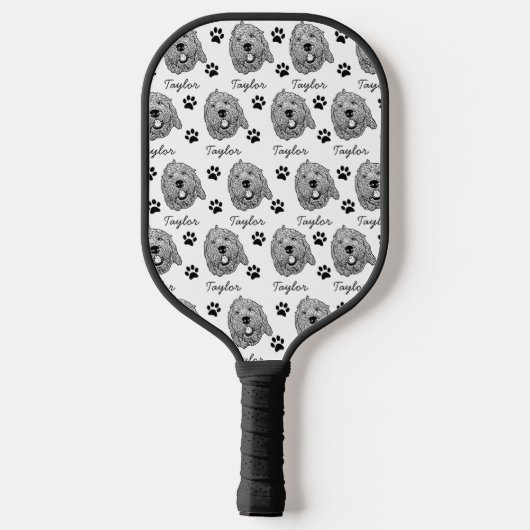 Aangepaste Goldendoodle Hond gepersonaliseerde tek Pickleball Paddle (Achterkant)