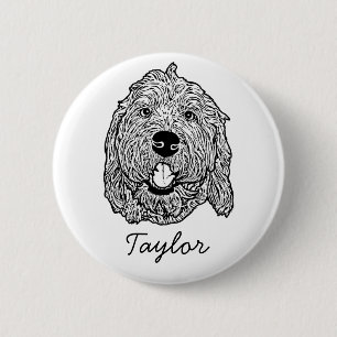 Aangepaste Goldendoodle Hond gepersonaliseerde tek Ronde Button 5,7 Cm