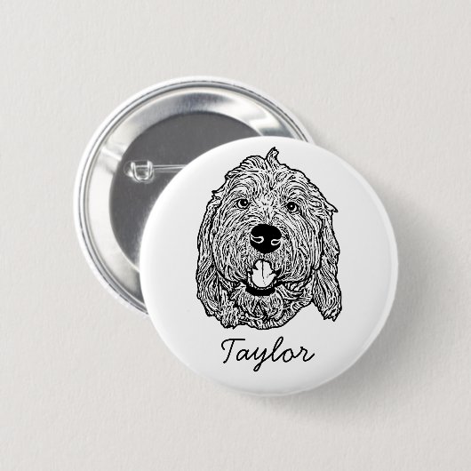 Aangepaste Goldendoodle Hond gepersonaliseerde tek Ronde Button 5,7 Cm (Voorkant /achterkant)