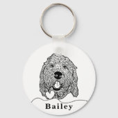 Aangepaste Goldendoodle Hond gepersonaliseerde tek Sleutelhanger (Voorkant)