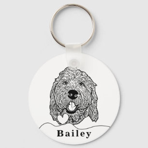 Aangepaste Goldendoodle Hond gepersonaliseerde tek Sleutelhanger