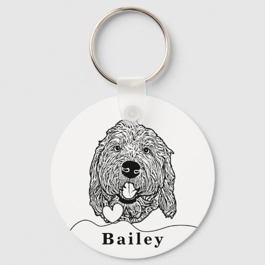 Aangepaste Goldendoodle Hond gepersonaliseerde tek Sleutelhanger (Voorkant)